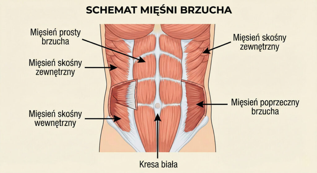 mięśnie brzucha schemat